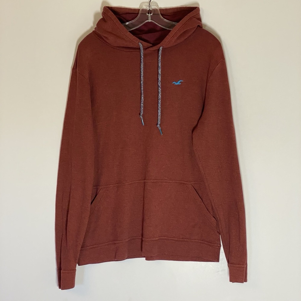 Hollister Hoodie Mens Large Red Pullover Pocket Drawstring Classic Preppy Retro
